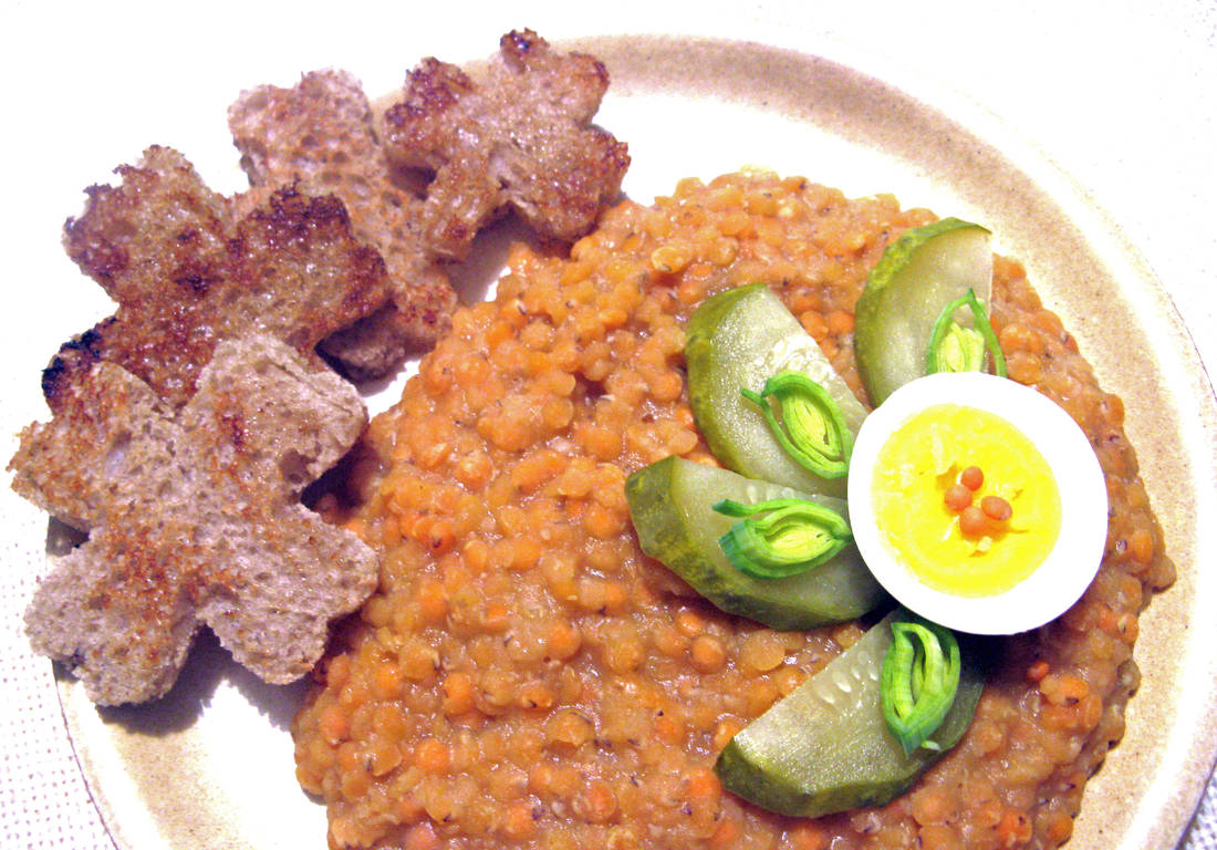Červená čočka s toustovým chlebem Recept na červenou čočku