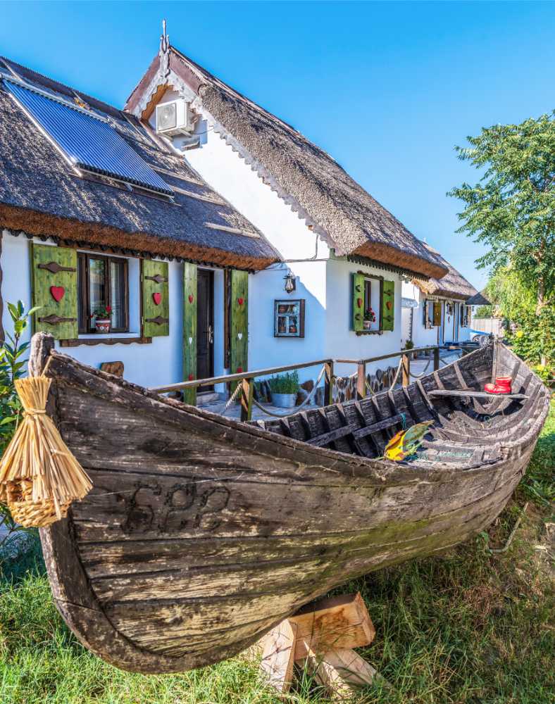 Dům v rumunské deltě Dunaje, kde od 18. století žijí Lipované, původně ruští uprchlíci